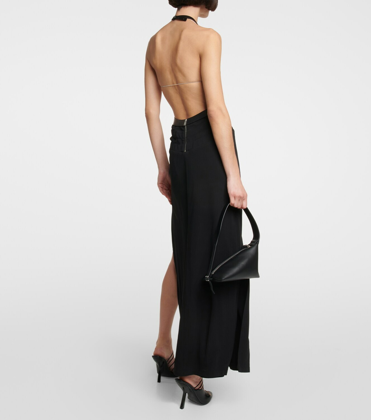 Dion Lee Cutout leather-trimmed halterneck gown Dion Lee