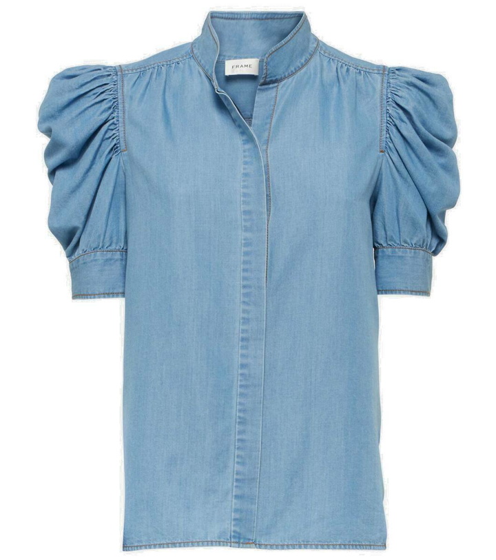 Photo: Frame Puff-sleeve denim blouse