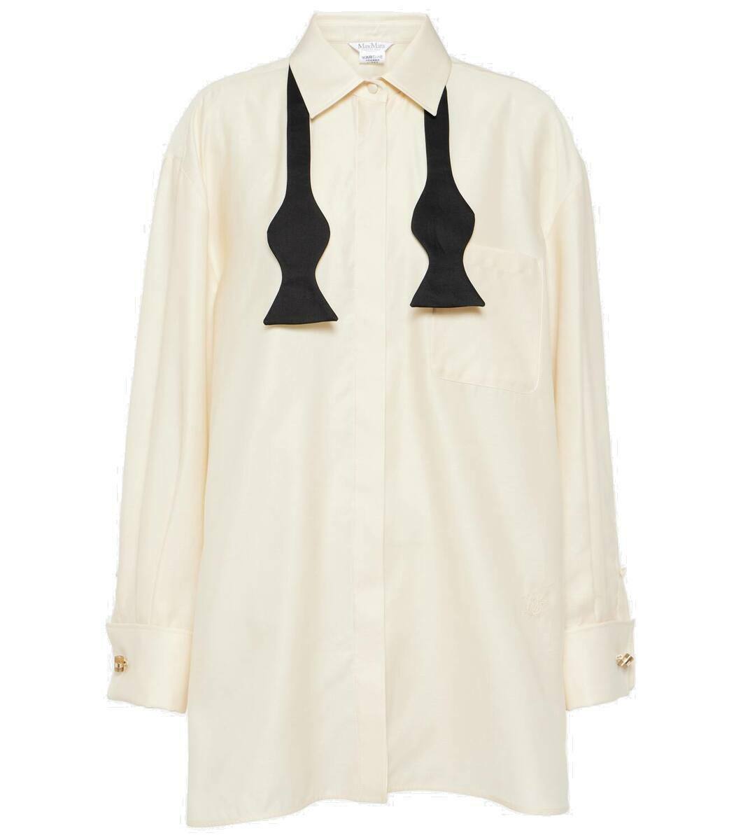 Max Mara Marea bow tie-neck oversized cotton shirt Max Mara