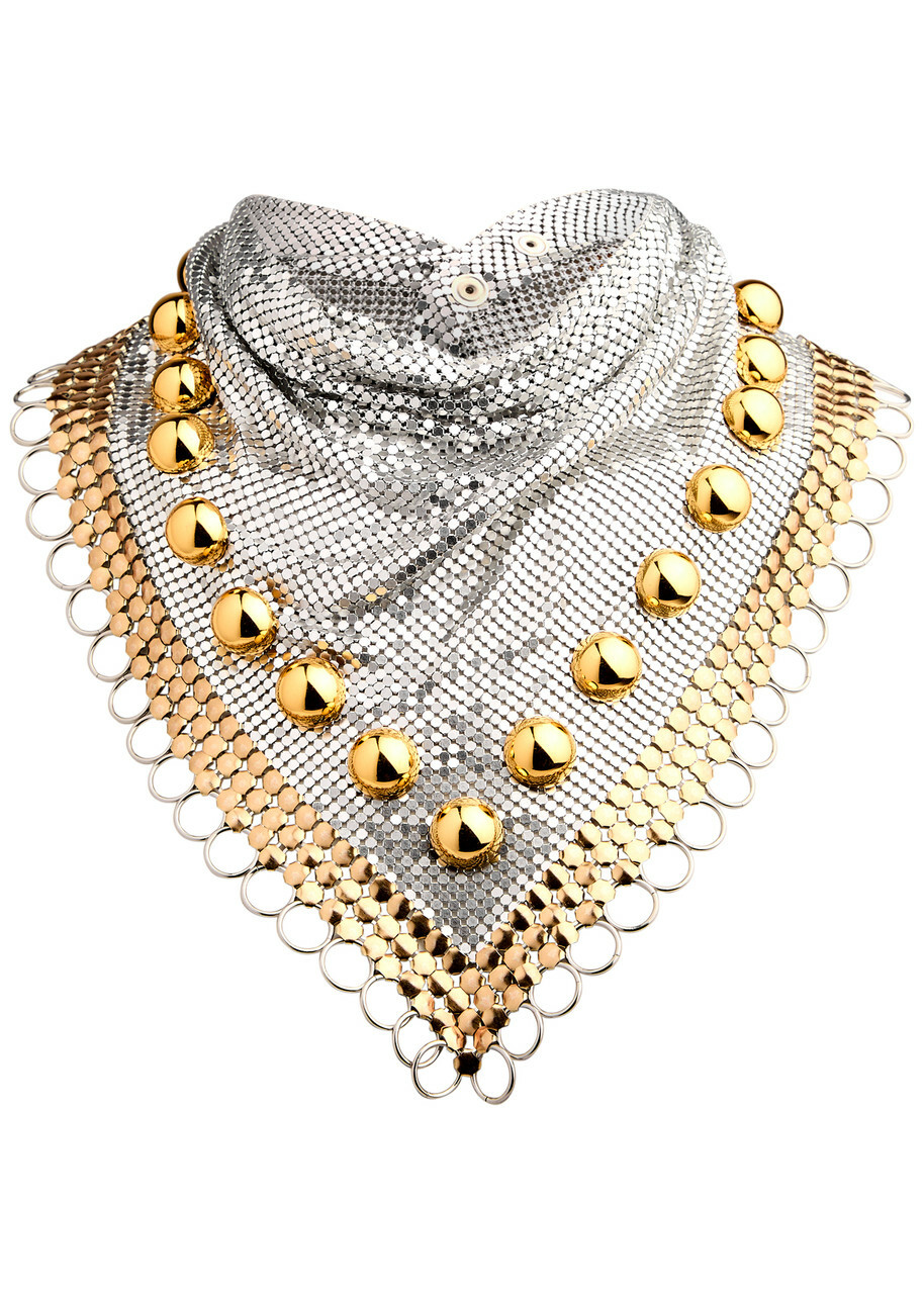 Rabanne Embellished Chainmail Scarf - Silver - One Size Paco