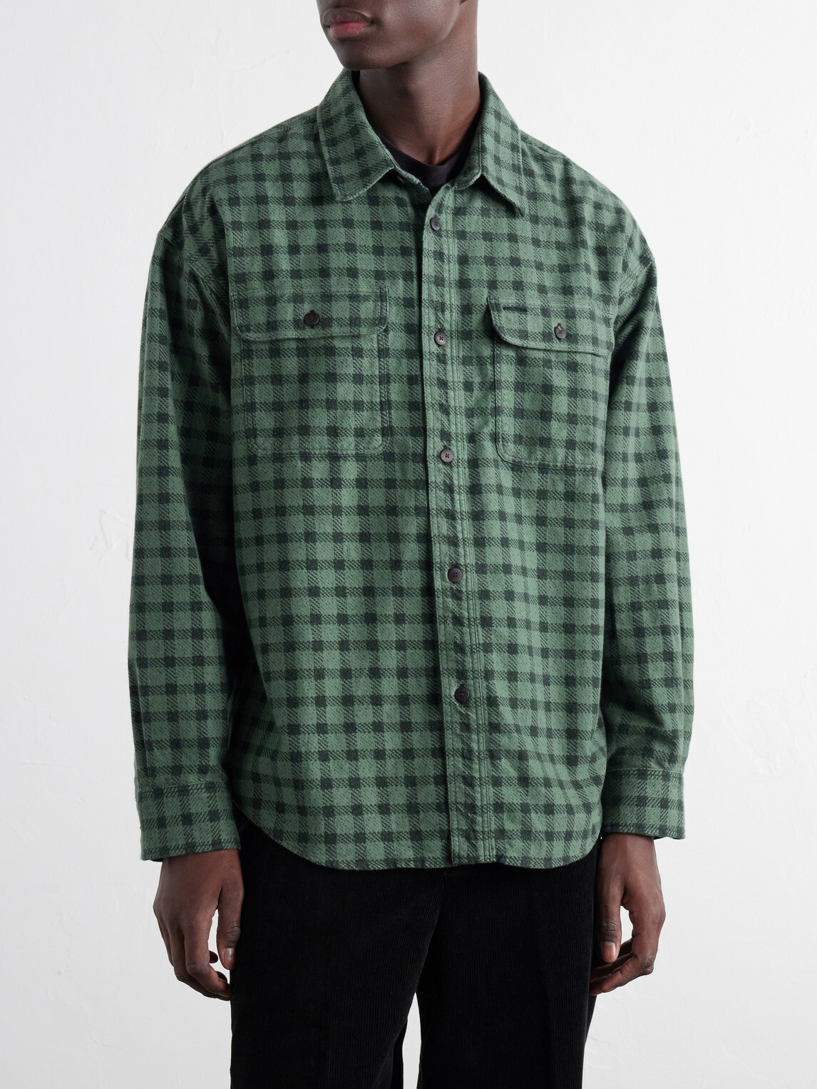 Visvim - Langer Checked Brushed Cotton-Canvas Shirt - Green
