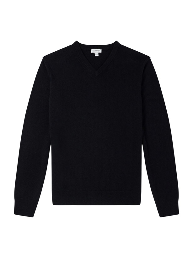 Photo: Sunspel - Cashmere V-Neck Sweater - Black