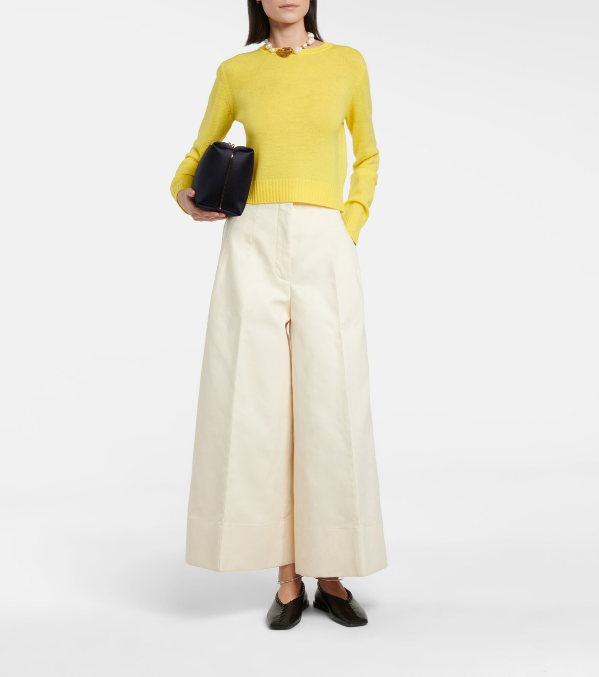 【関税&送料込】Jil Sander Pastel Yellow Gabardine Wide-Leg Jil Sander Jil Sander Woman Pastel Yellow Gabardine Wide-Leg