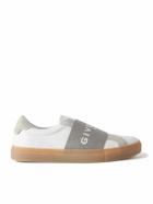 Givenchy - Urban Street Logo-Appliquéd Webbing and Suede-Trimmed Leather Slip-On Sneakers - White