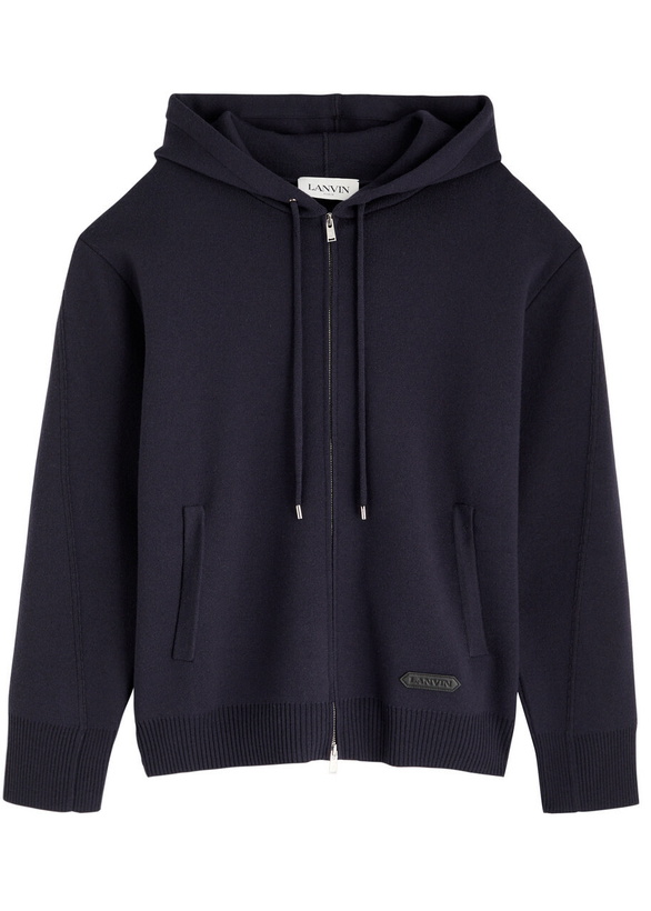 Photo: Lanvin Hooded Wool-blend Sweatshirt Navy