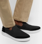 A.P.C. - Cole Logo-Print Suede-Trimmed Canvas Slip-On Sneakers - Black