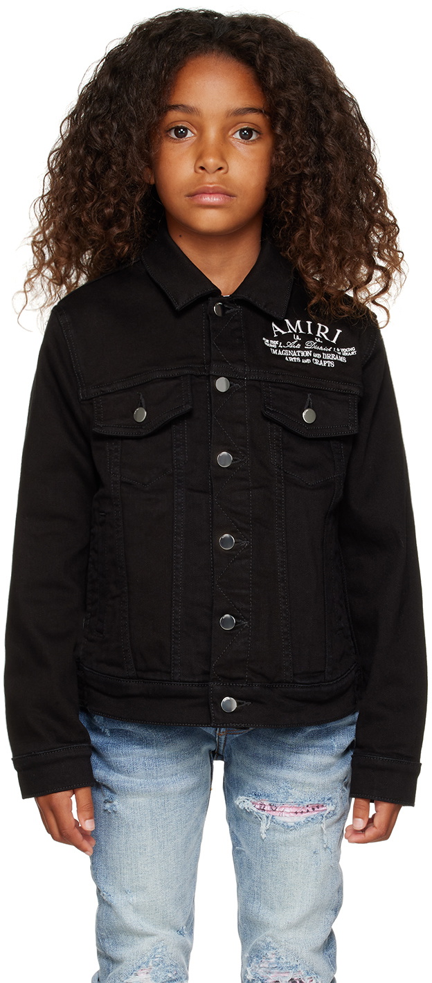 AMIRI Kids Black Embroidered Denim Jacket Amiri