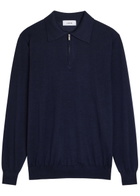 Lardini Fine-knit Wool-blend Polo Shirt Navy