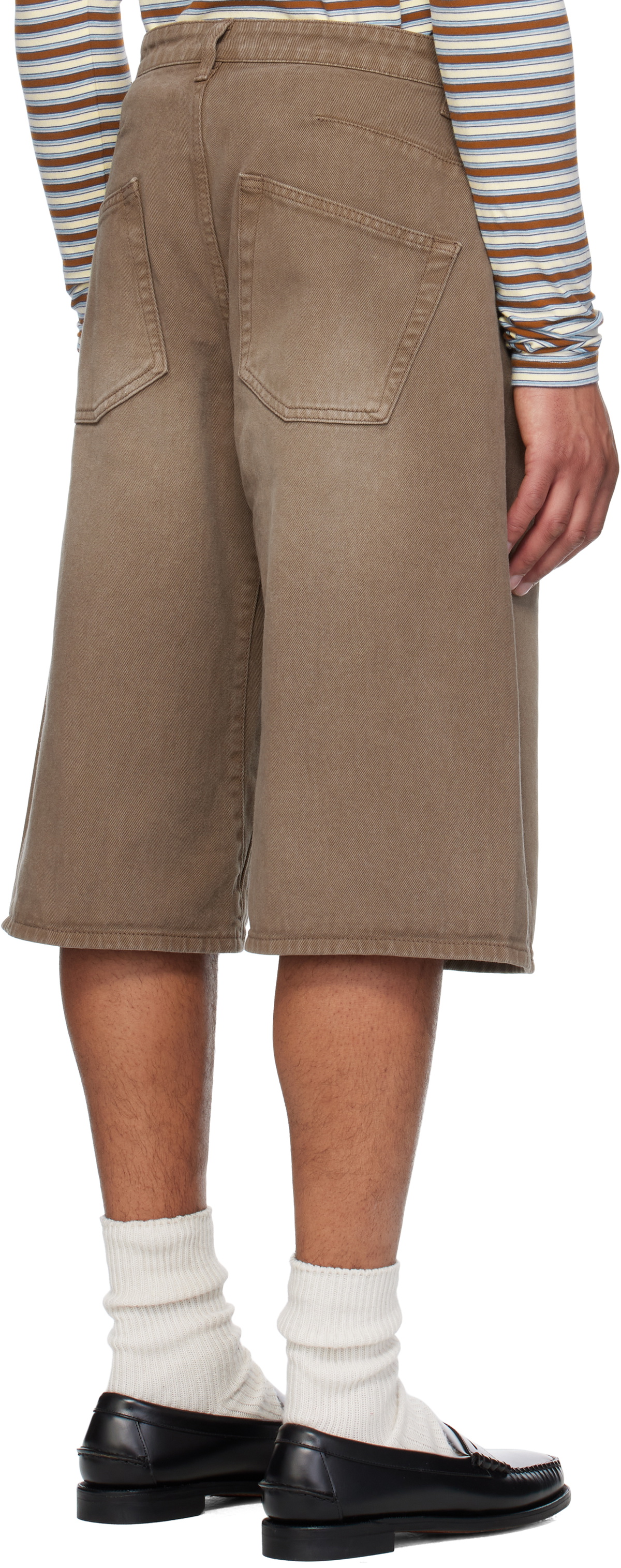 COOR Brown Garment-Dyed Engineer Denim Bermuda Shorts