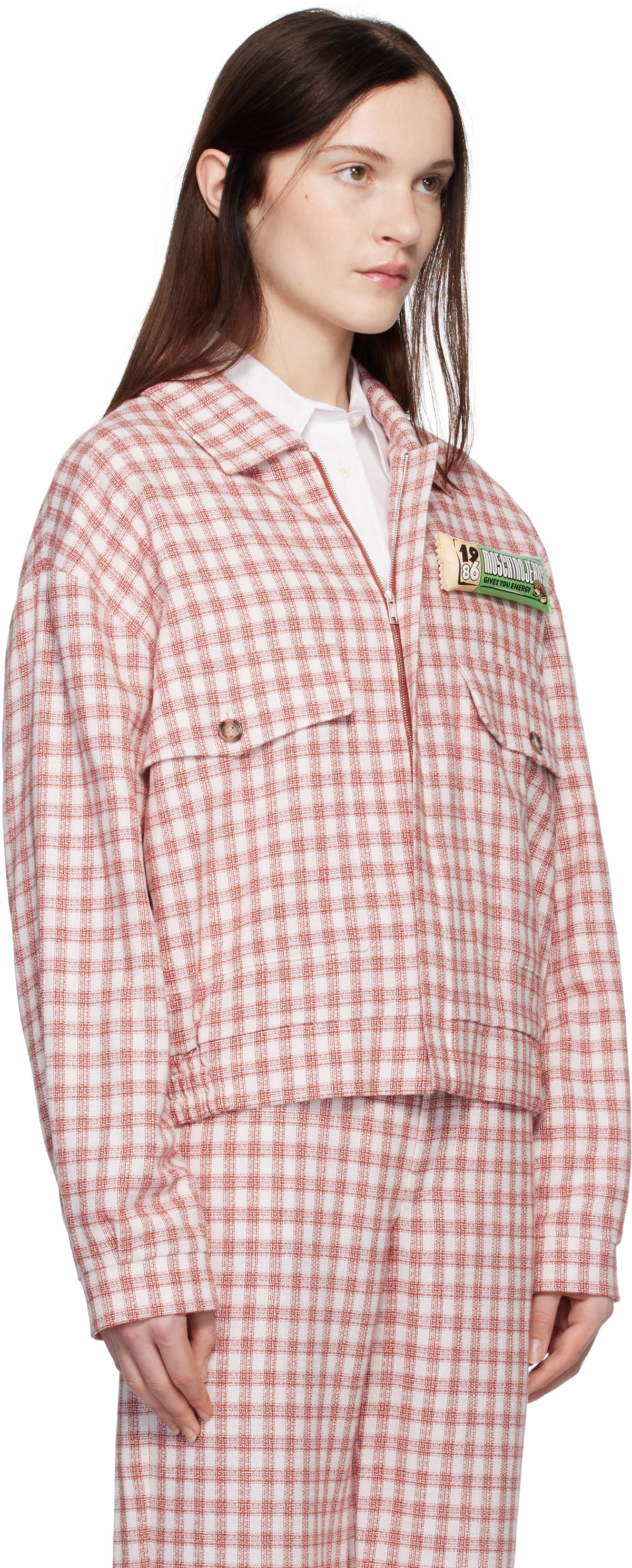 Moschino Jeans Red Viscose-Linen Check Jacket