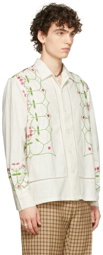 Bode White Embroidered Nouveau Fleur Shirt