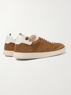 OFFICINE CREATIVE - Kombo Leather-Trimmed Suede Sneakers - Brown