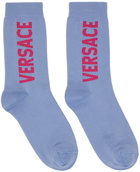 Versace Blue Logo Socks