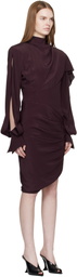 Mugler Burgundy Draped Scarf Minidress