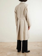 TOM FORD - Belted Leather-Trimmed Cotton and Silk-Blend Gabardine Trench Coat - Neutrals