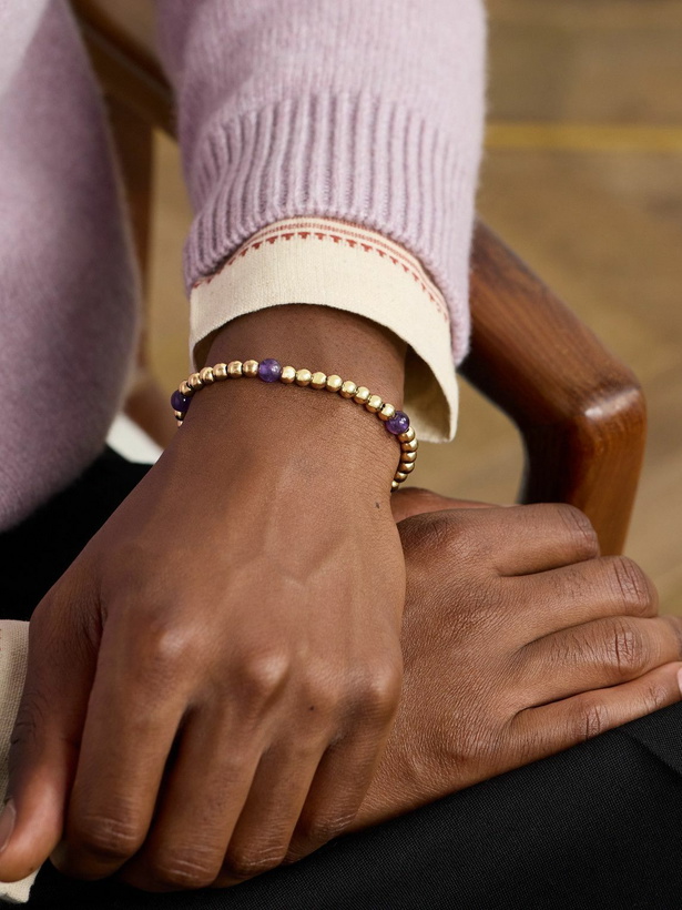 Photo: PATTARAPHAN - Tri Anya Baby Cycle 14-Karat Gold Amethyst Bracelet