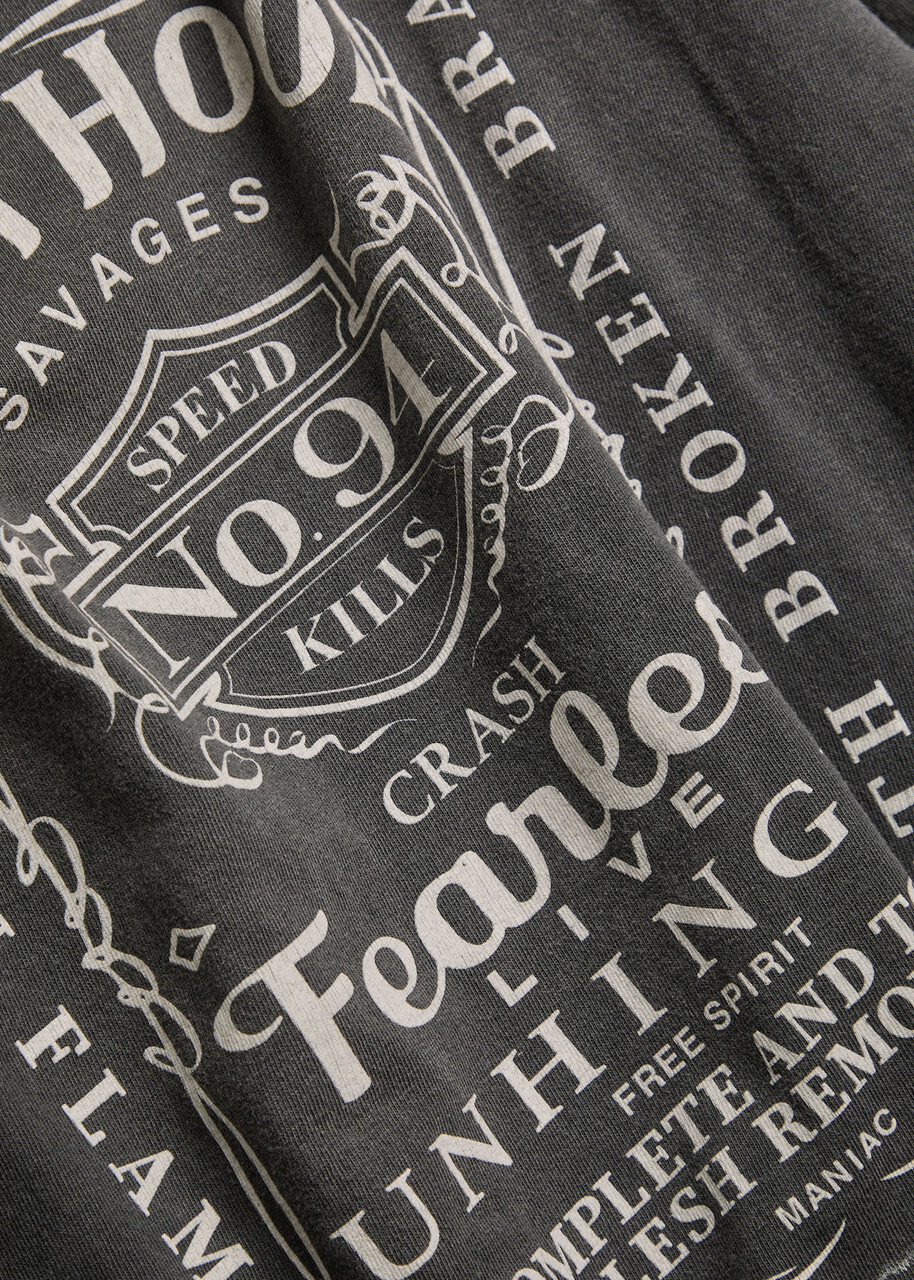 Saint Mxxxxxx Fearless Printed Distressed Cotton T-shirt Black