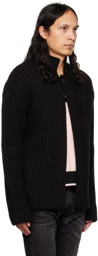 We11done Black Stand Collar Cardigan