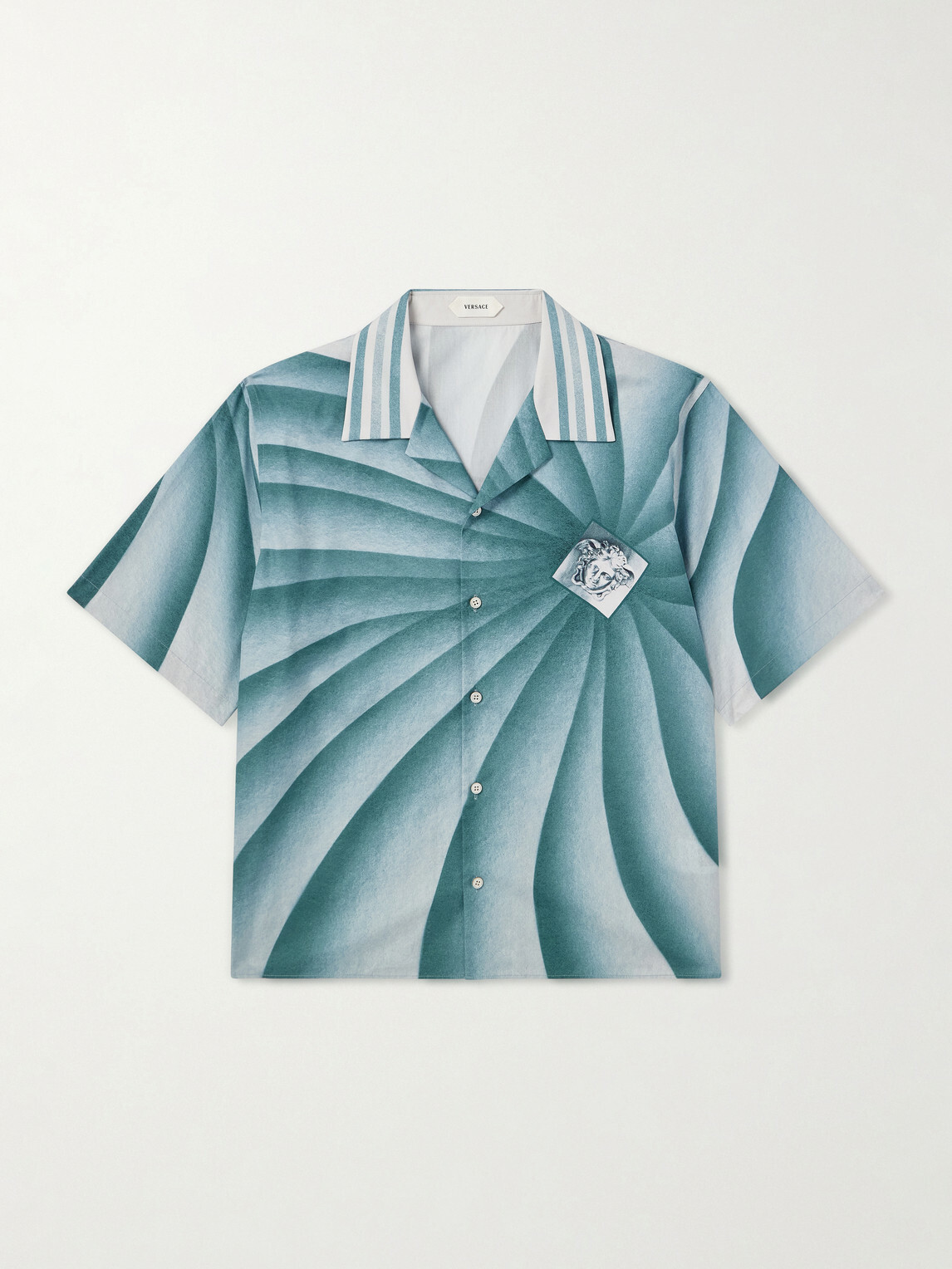 Versace - Camp-Collar Cotton-Poplin Shirt - Blue
