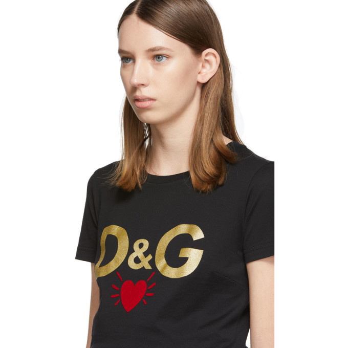 Dolce & Gabbana Cotton Round-Neck T-Shirt with DG Heart Print