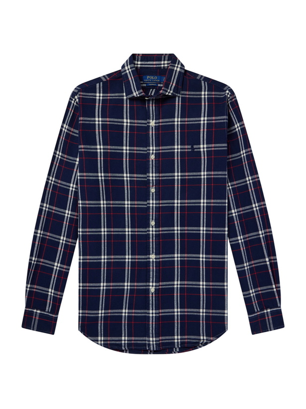 Photo: Polo Ralph Lauren - Checked Cotton-Flannel Shirt - Blue