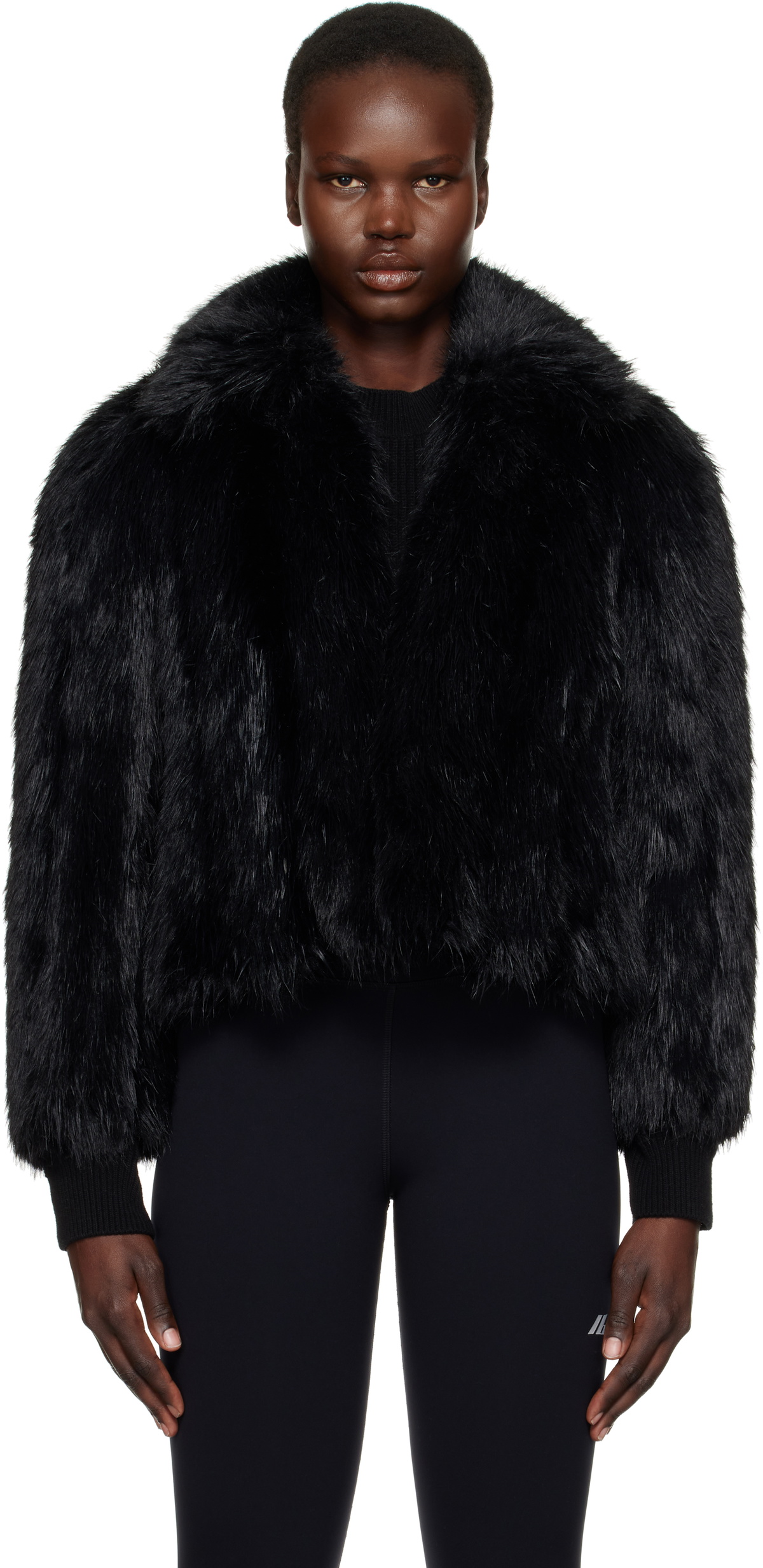 Balenciaga Black Shrunk Faux-Fur Jacket Balenciaga