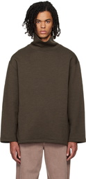 LEMAIRE Brown Mock Neck Sweatshirt