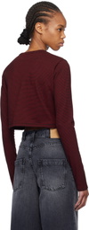 We11done Black & Red Striped Cropped T-shirt