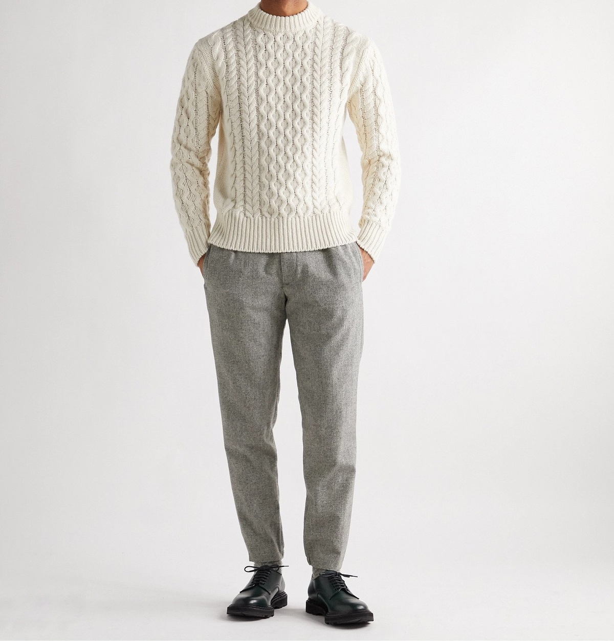 CLUB MONACO - Lex Tapered Wool-Blend Donegal Tweed Trousers - Gray Club  Monaco