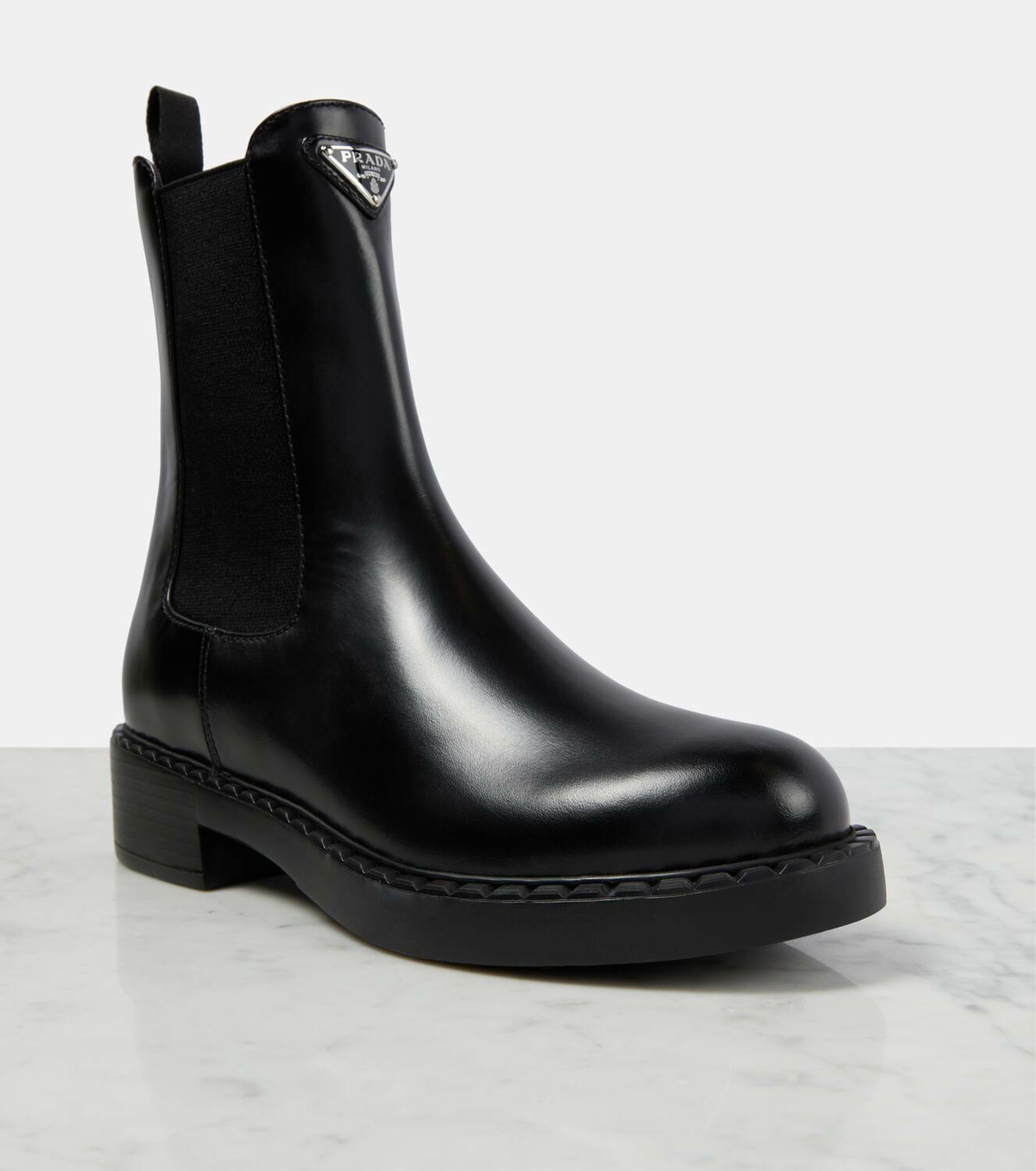 Prada Logo leather ankle boots