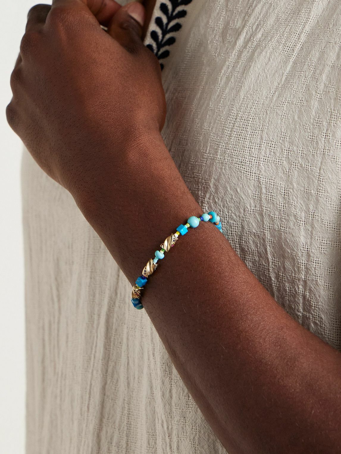 Luis Morais - Drill Bit 14-Karat Gold Multi-Stone Beaded Bracelet