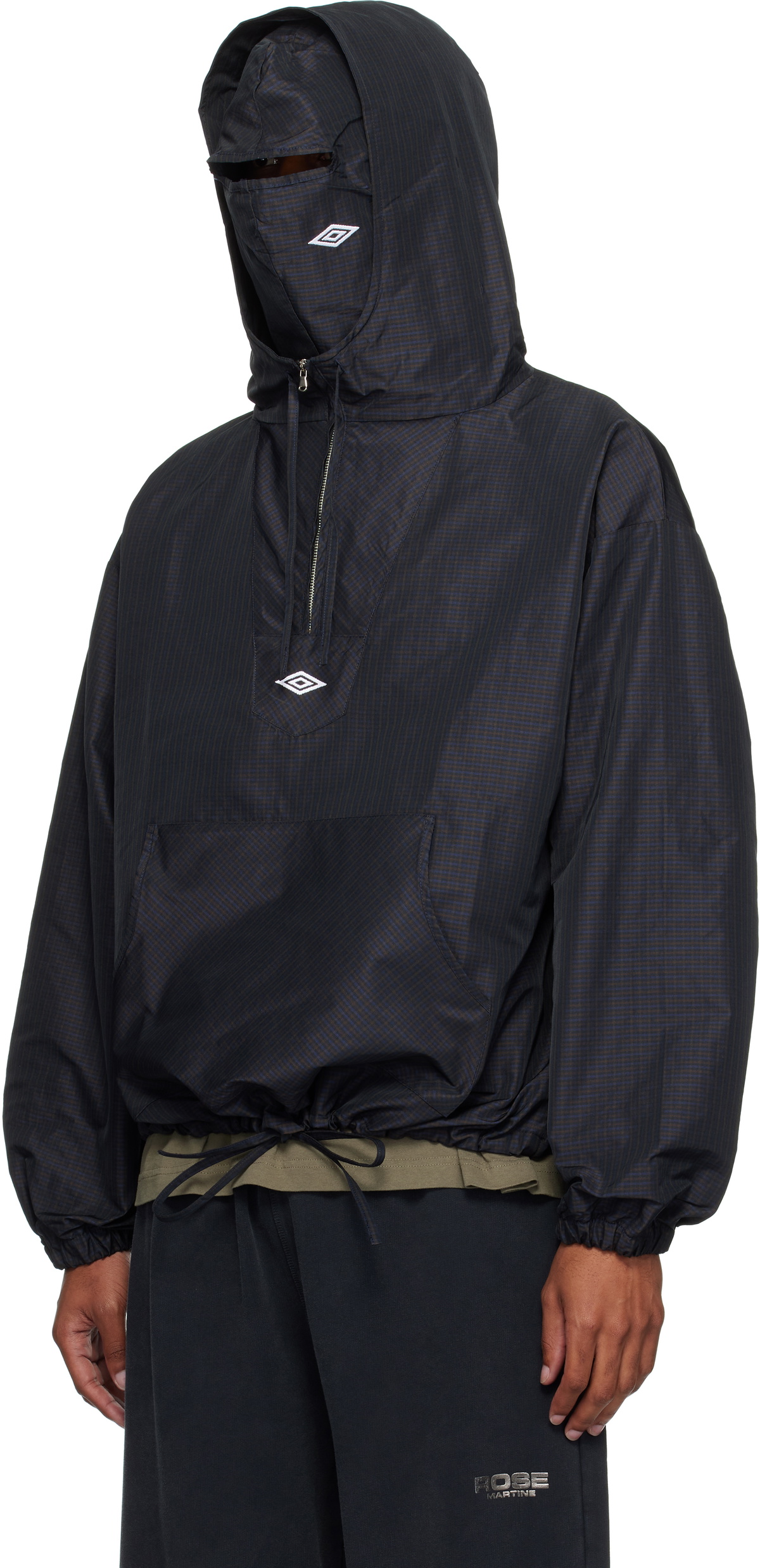 Umbro Brown & Navy Check Mask Anorak Umbro