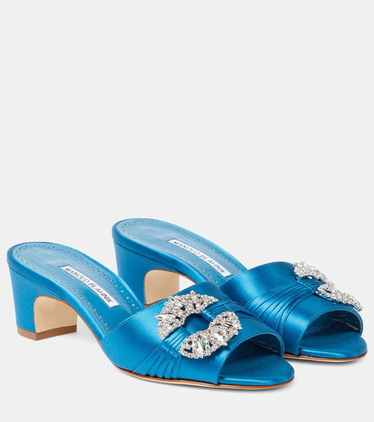Manolo Blahnik Prinap 50 embellished satin mules Manolo Blahnik