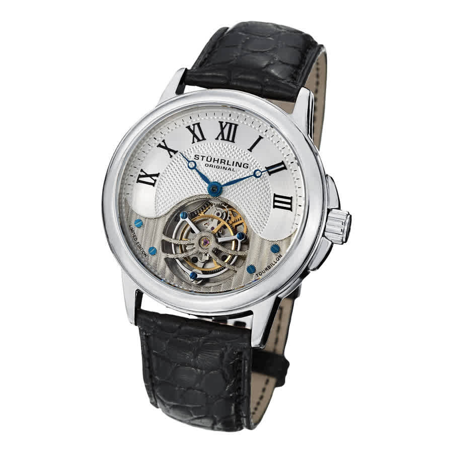 Stuhrling Original Tourbillon Hand Wind Silver Dial Mens Watch M16844