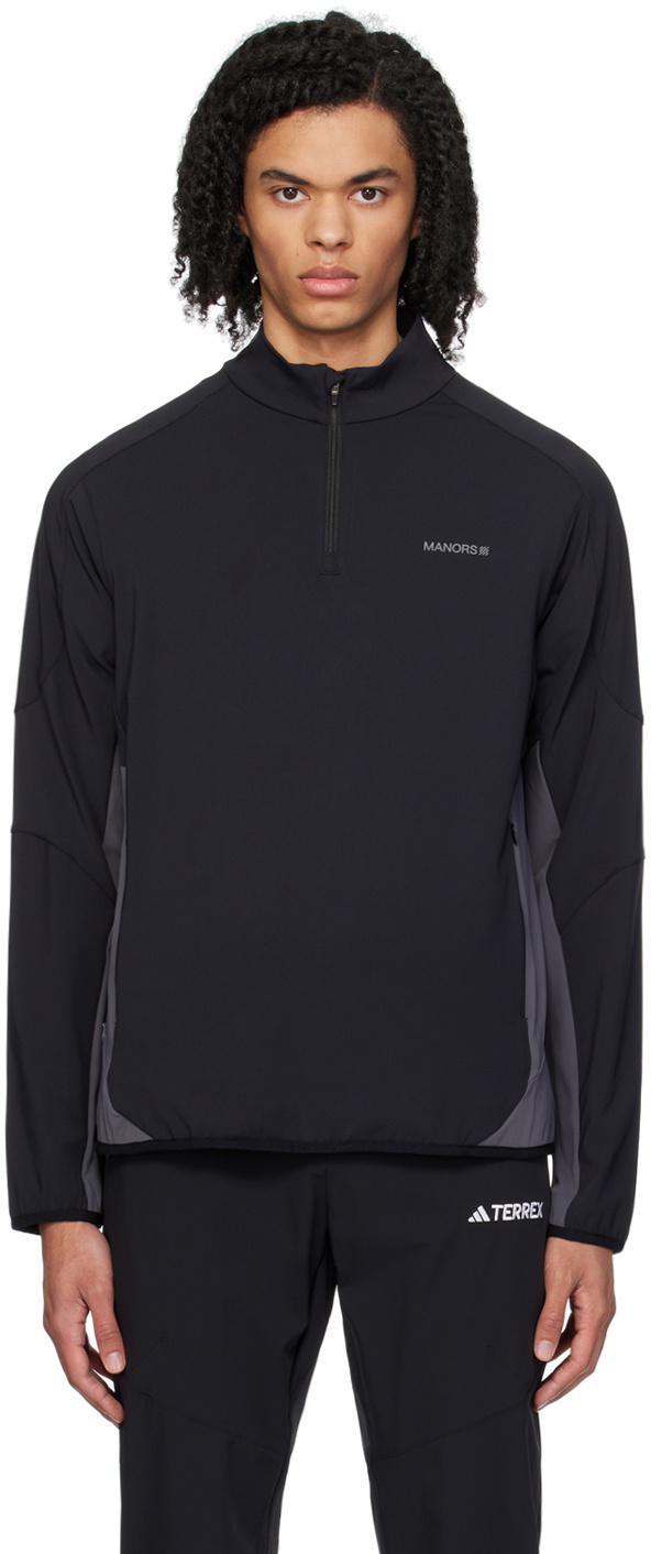 Manors Golf Black & Gray Zip Sweater