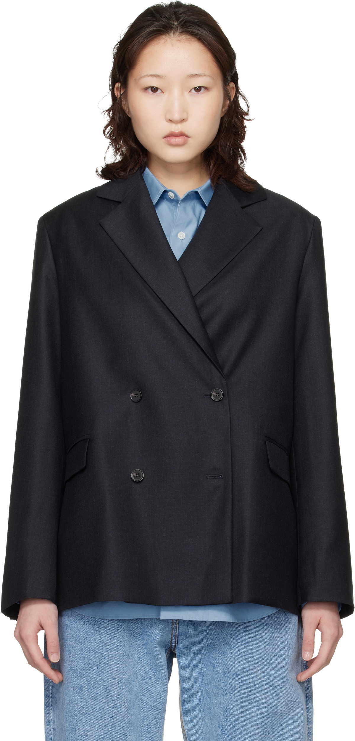 Loulou de Saison Gray Donau LDS Virgin Wool Blazer
