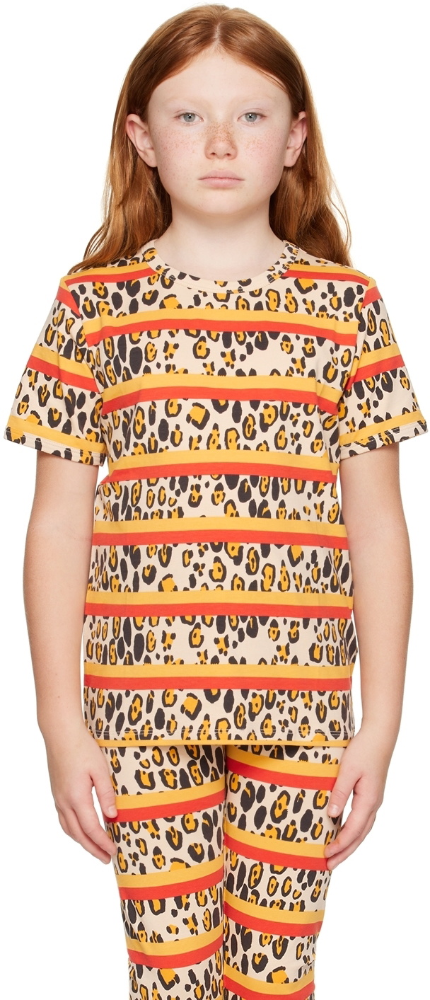 Mini Rodini Kids Beige Leopard Stripe T-Shirt