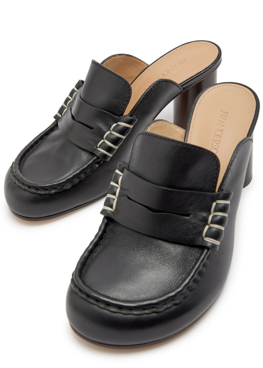 JW Anderson 70 Leather Loafer Mules Black