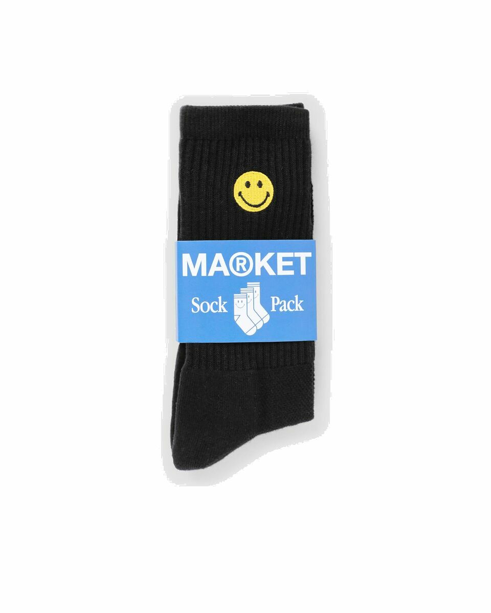 Photo: Market Smiley Small Patch Socks Black - Mens - Socks