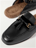 TOM FORD - Stephan Shearling-Lined Tasselled Leather Loafers - Black - UK 8.5