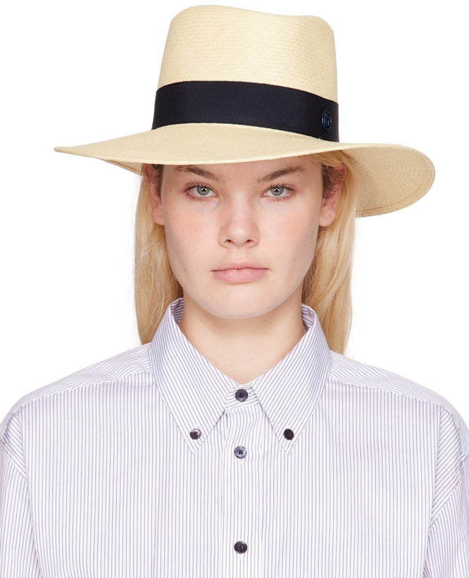 Photo: Maison Michel Beige & Navy Charles Fedora