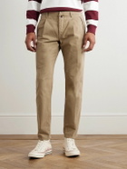 Incotex - Incotex Blue Division Straight-Leg Pleated Cotton and Cashmere-Blend Twill Trousers - Neutrals