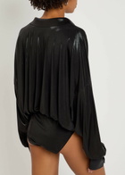 Norma Kamali Pearlescent Stretch-jersey Shirt Bodysuit Black