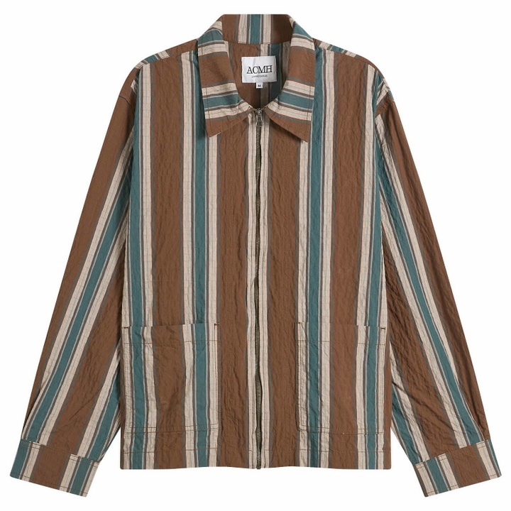 Photo: ACMH by Magic Castles Men's Deja Vu Overshirt in Brown Stripe Crinkle