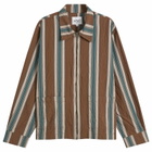 ACMH by Magic Castles Men's Deja Vu Overshirt in Brown Stripe Crinkle