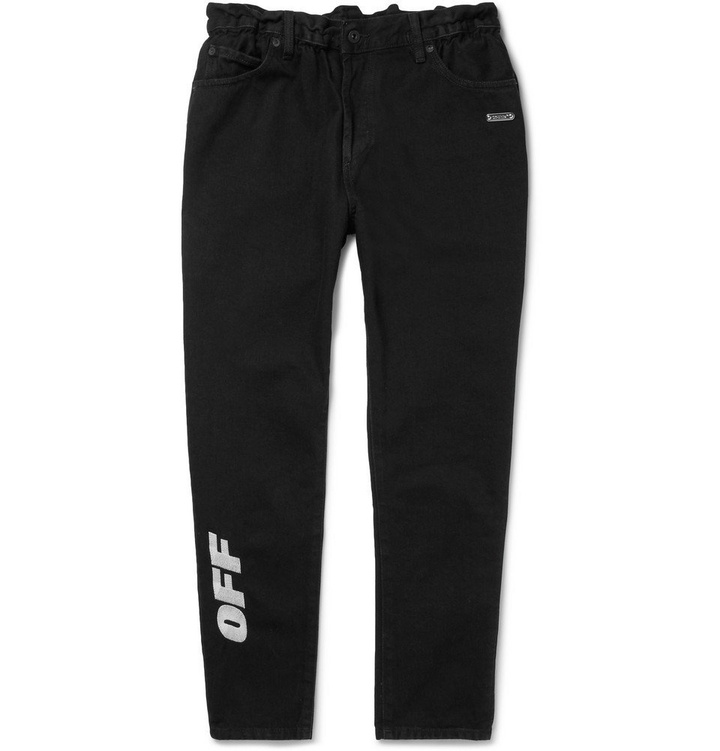 Photo: Off-White - Tapered Embroidered Denim Jeans - Men - Black