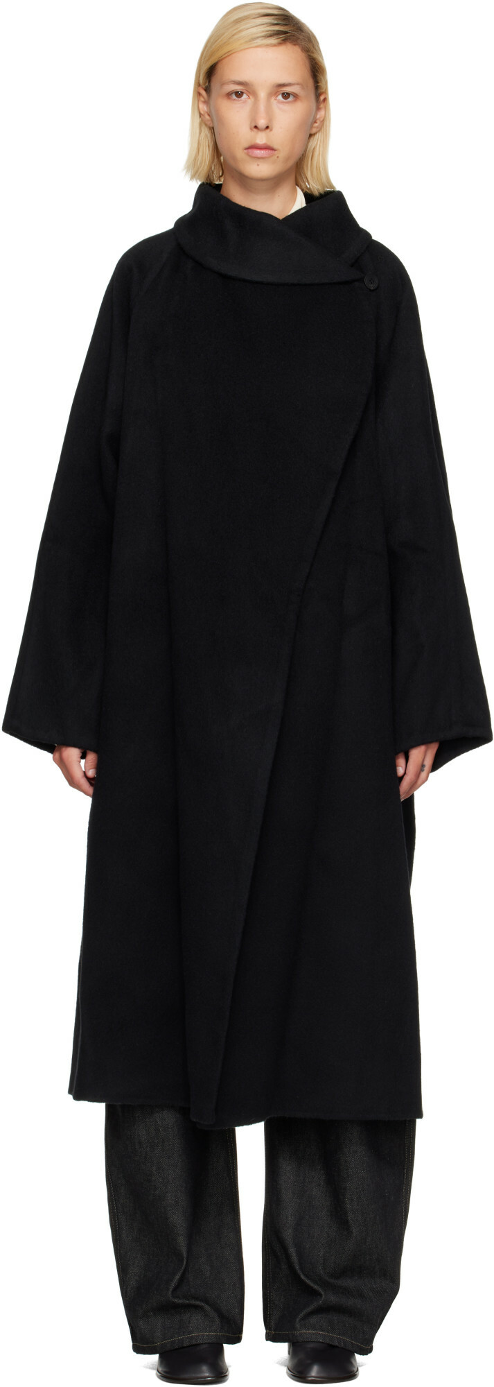 LE17SEPTEMBRE Black Stand Neck Handmade Long Coat