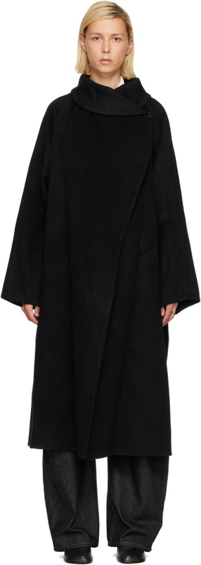 Photo: LE17SEPTEMBRE Black Stand Neck Handmade Long Coat