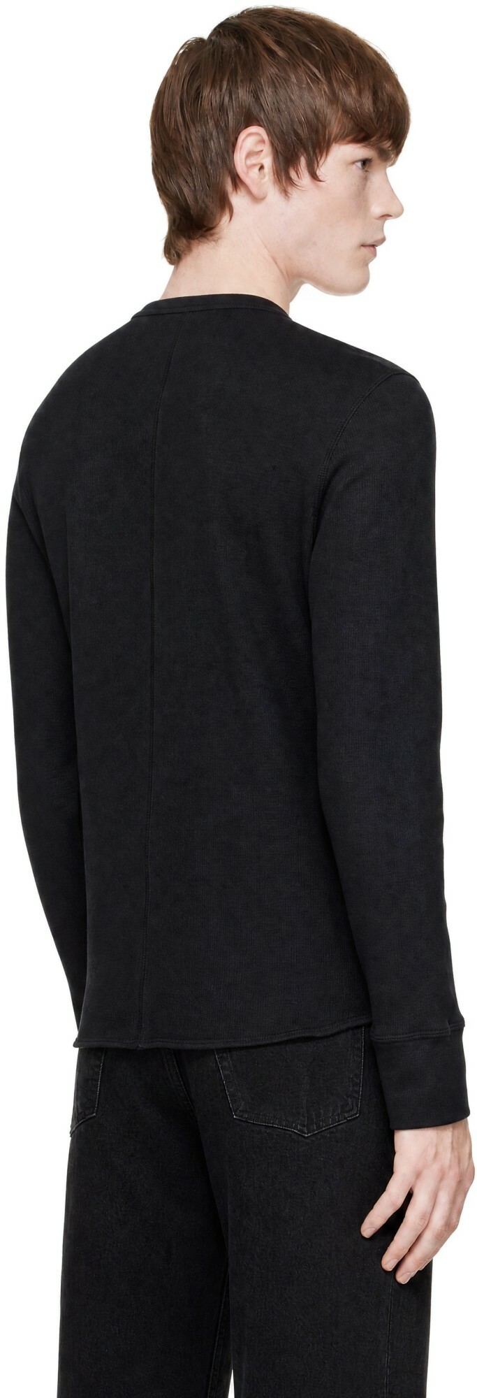 Sunflower Black Wool Waffle Long Sleeve T-shirt