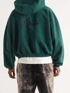 RHUDE - Logo-Embroidered Loopback Cotton-Jersey Zip-Up Hoodie - Green - XL